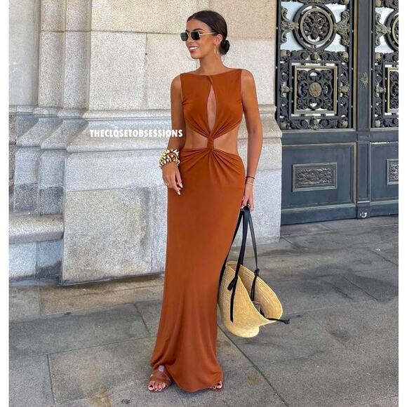 ZARA BLOGGER FAVE!!! Long Dress with Front Knot NWT - Picture 13 of 16